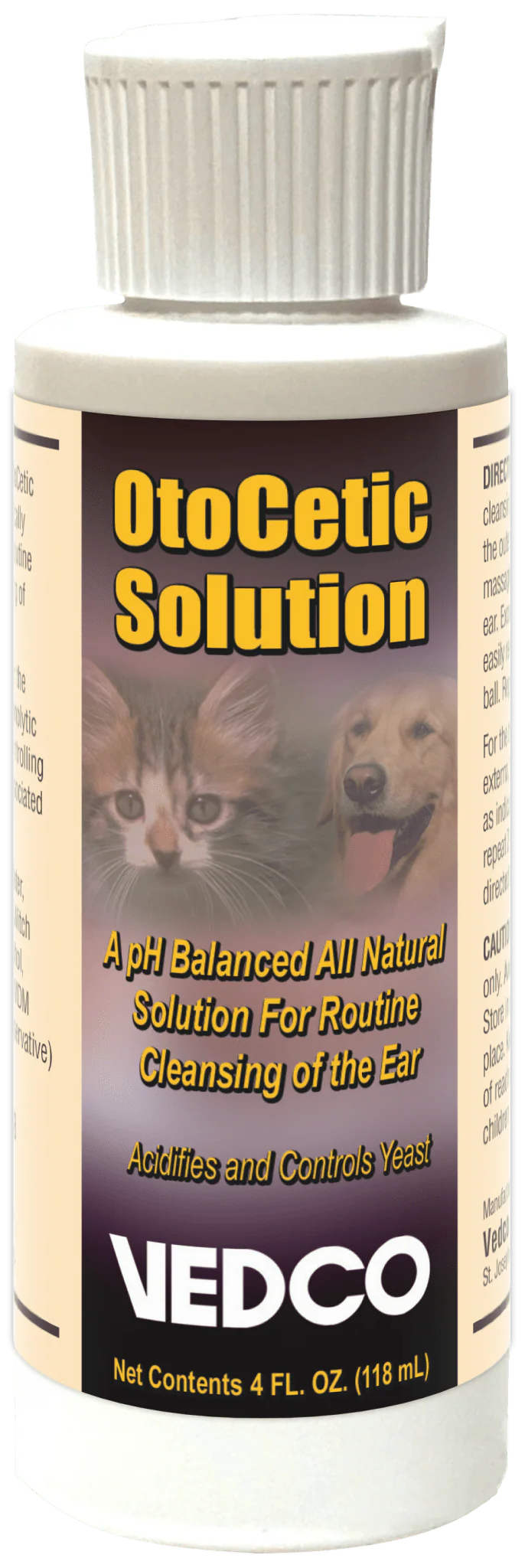 OtoCetic Solution, 4 oz – All-Natural Ear Cleanser for Dogs & Cats, Controls Yeast & Odor