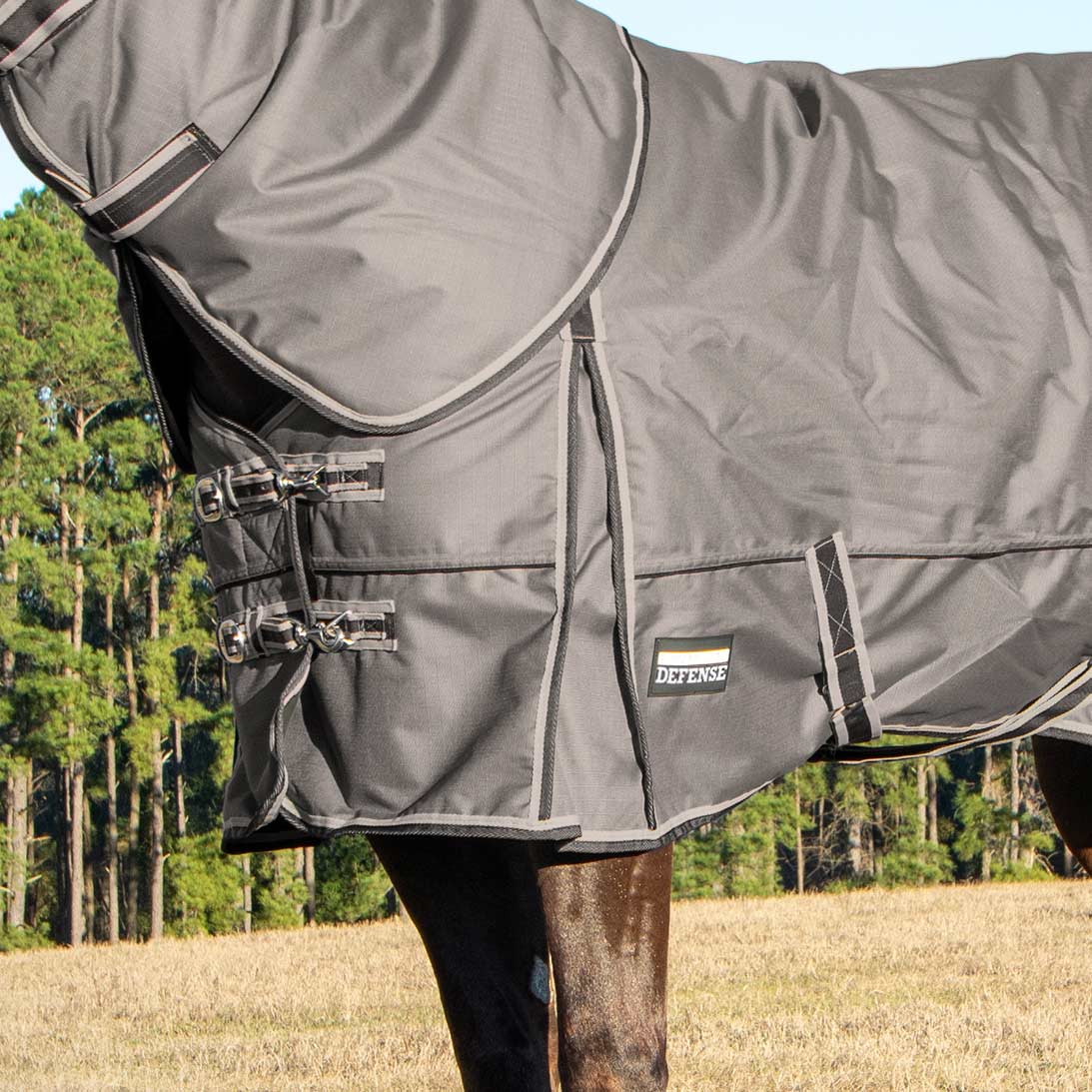 Jeffers Poplar Head "Defense" 1680 Denier Turnout Blanket with Detachable Neck, 240 Gram, Plymouth Brown - Image 5