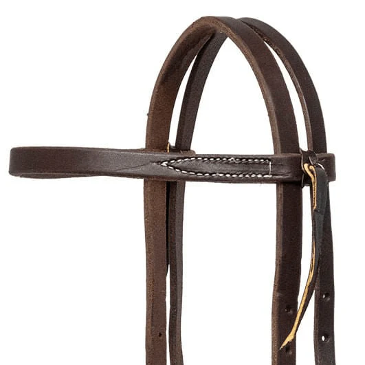 Jeffers Poplar Head Saddlery Oiled Harness Leather Browband Headstall with Easy-Change Buckle Ends - Image 2