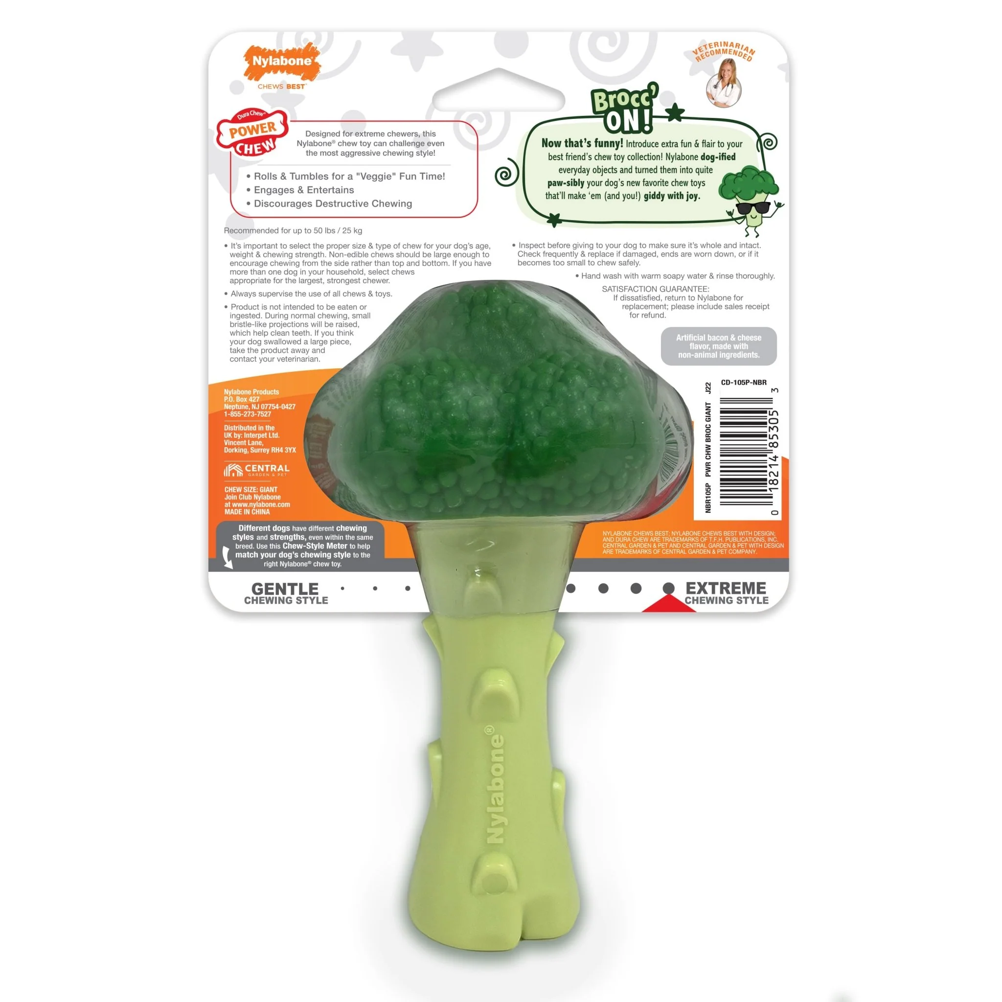 Power Chew Broccoli Dog Toy, Bacon & Cheese, Large/Giant, Up to 50 lbs - Image 2