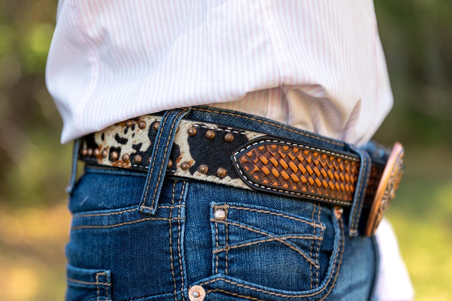 Rafter T Peppered Hide Ladies' Belt - Image 4
