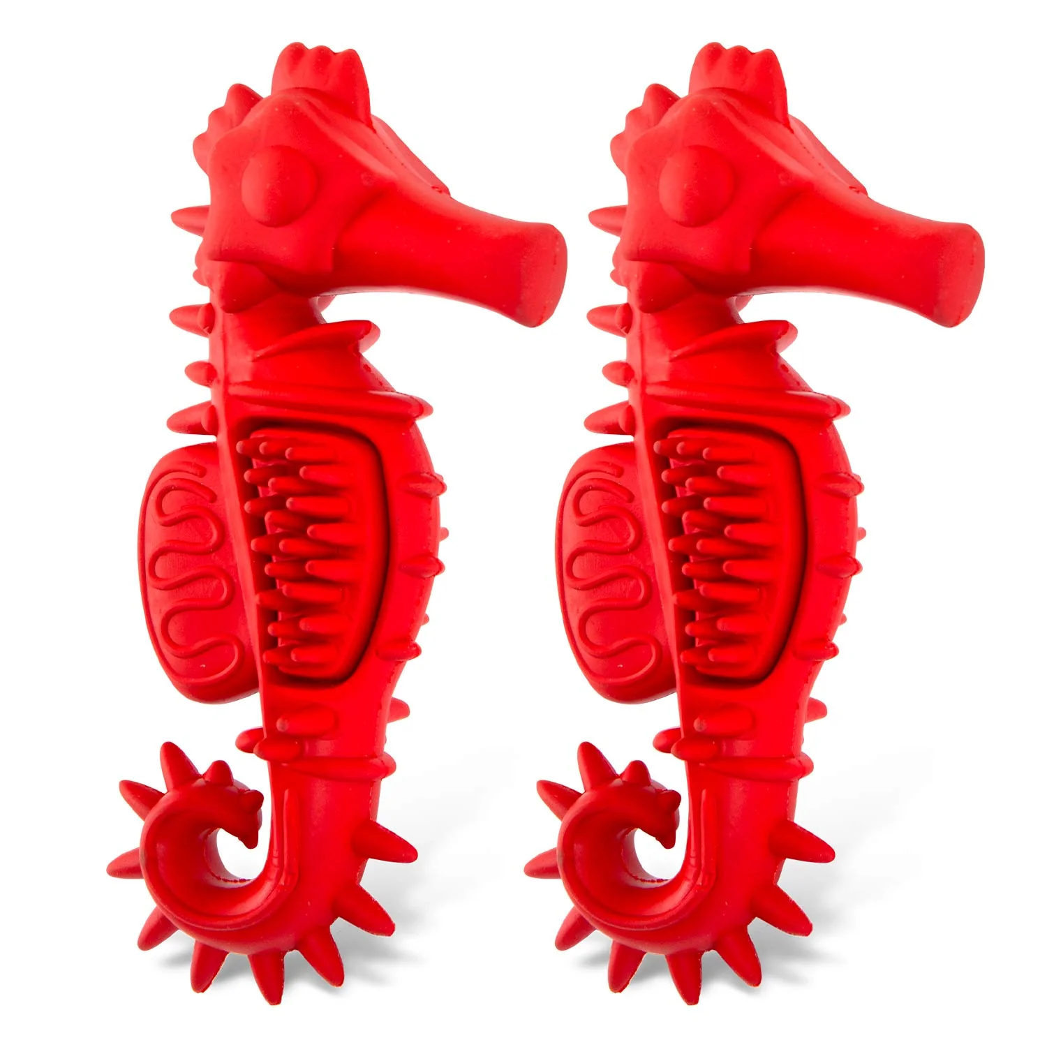 Jeffers Red Seahorse Natural Rubber Dog Chew Toy with Vanilla Scent and Textured Ridges for Dental Health - Image 12