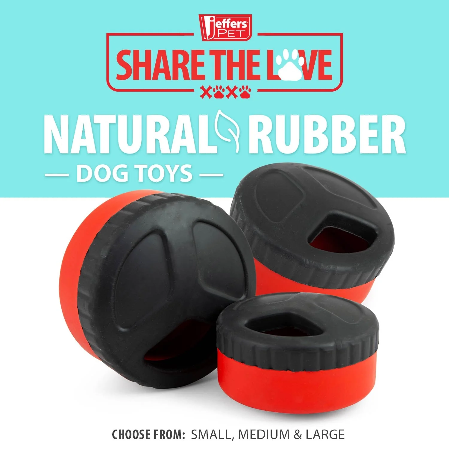 Jeffers Red Hockey Puck Natural Rubber Treat Dispensing Dental Dog Chew Toy - Image 4