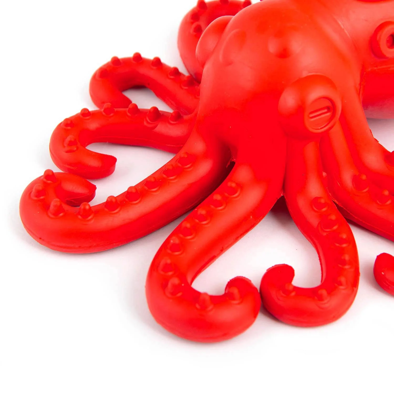Jeffers Red Octopus Natural Rubber Treat Dispensing Dental Dog Chew Toy - Image 12