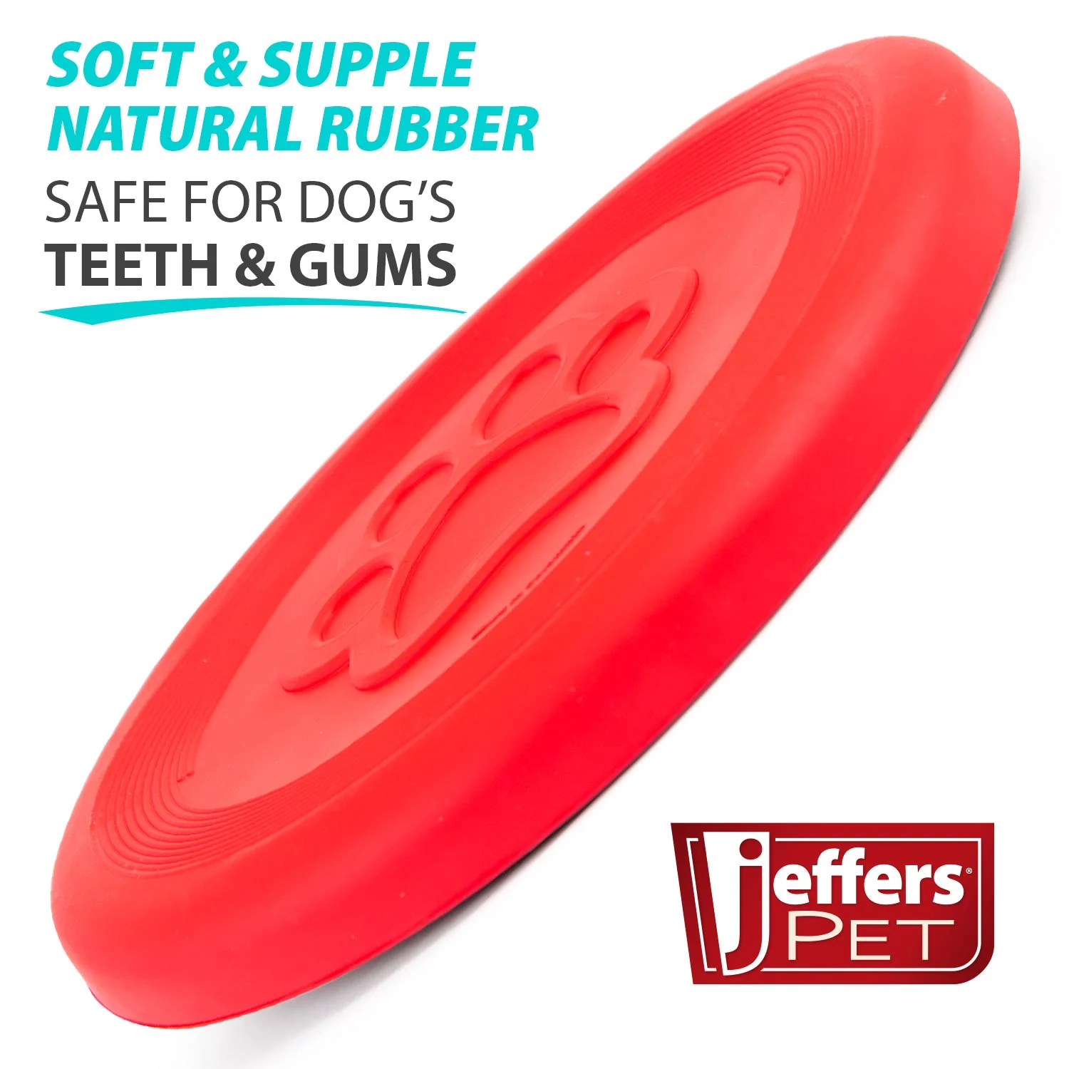 Jeffers Red Paw Frisbee Natural Rubber Dog Toy for Fetching & Chewing - Image 4