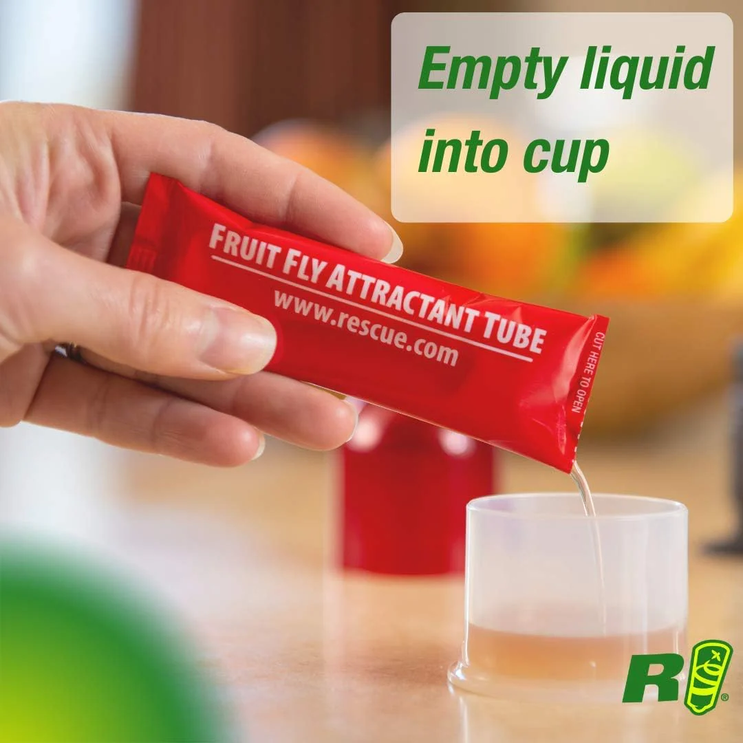 RESCUE! Fruit Fly Trap, 2 pk & Refills – Non-Toxic Reusable Indoor Fly Catcher with Refill Attractant (Safe Around Food) - Image 8