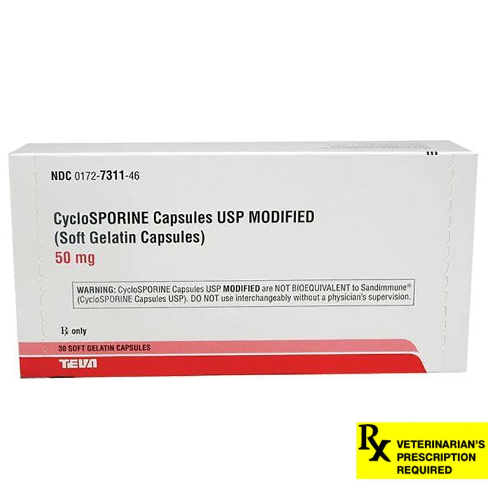 Rx CycloSPORINE Capsules modified for Dogs & Cats, 30 Gel Capsules - Image 2