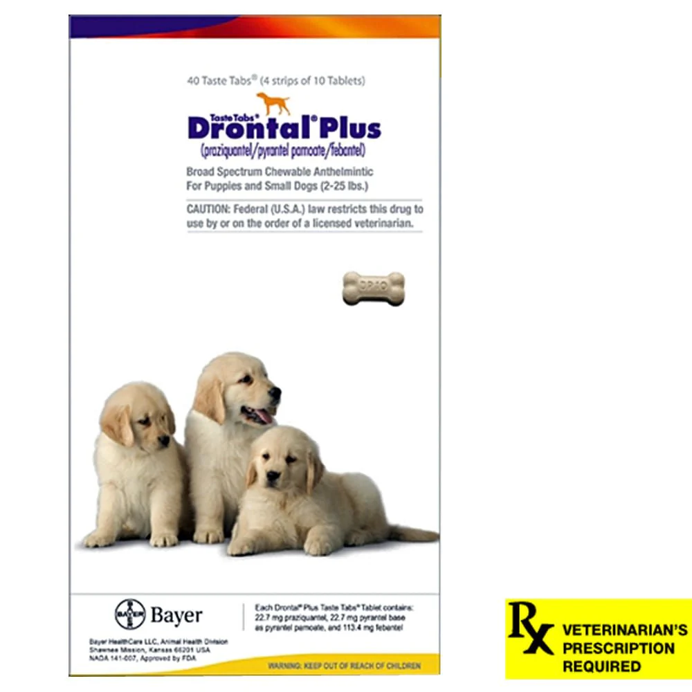 Rx Drontal Plus Taste Tablets Chewable Anthelmintic for Puppies & Small Dogs - Image 2
