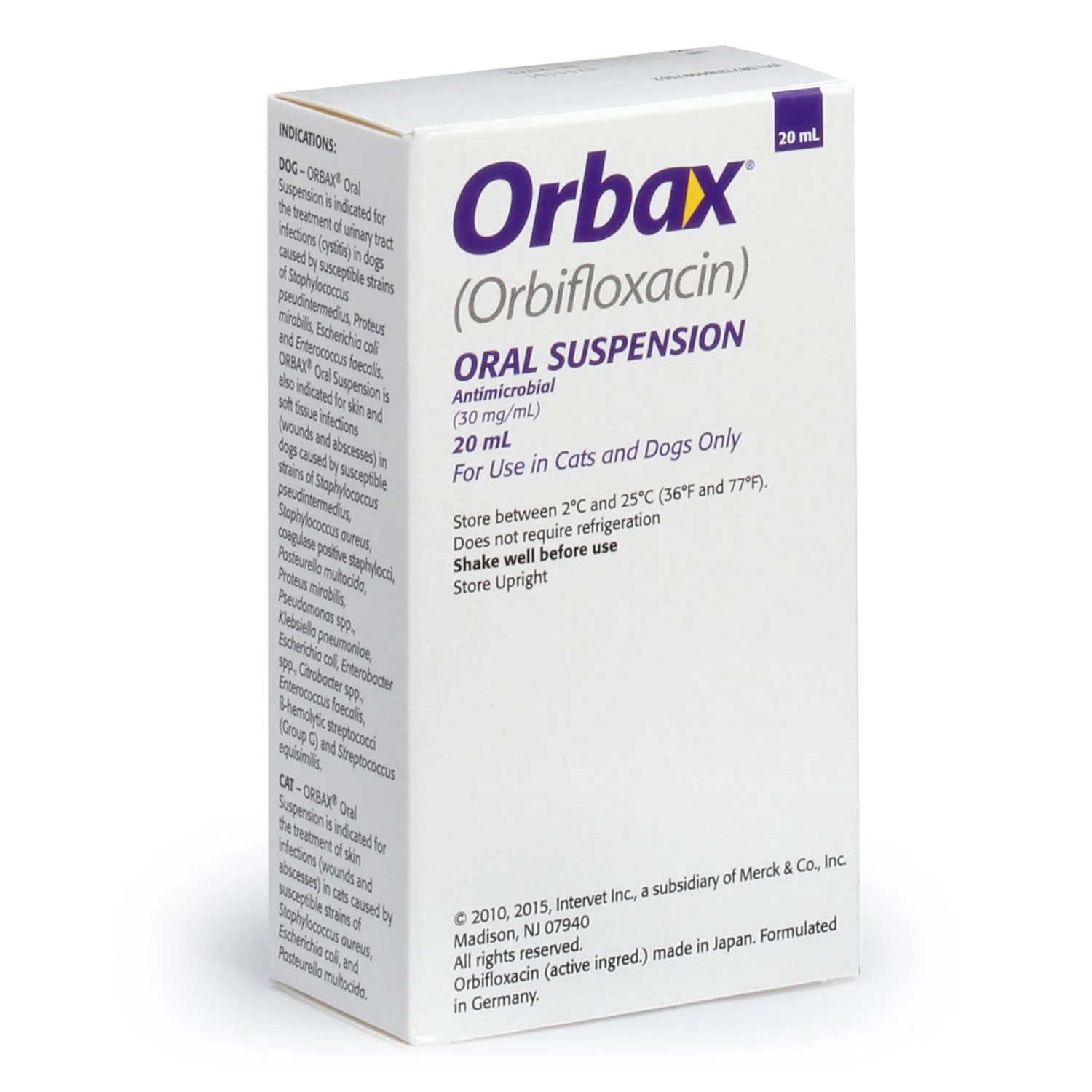 Rx Orbax (orbifloxacin) Oral Suspension for Dogs & Cats, 20mL Bottle - Image 2