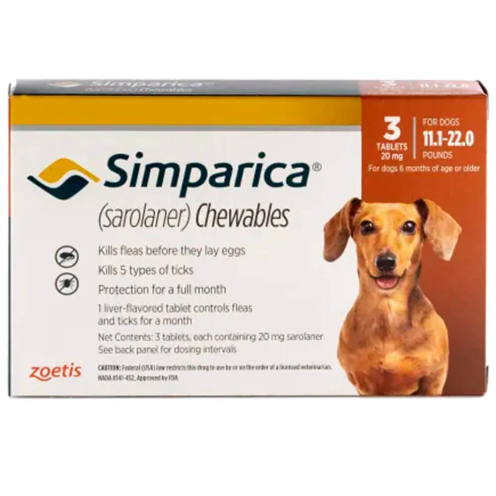 Rx Simparica (sarolaner) Chewable Tablets for Dogs