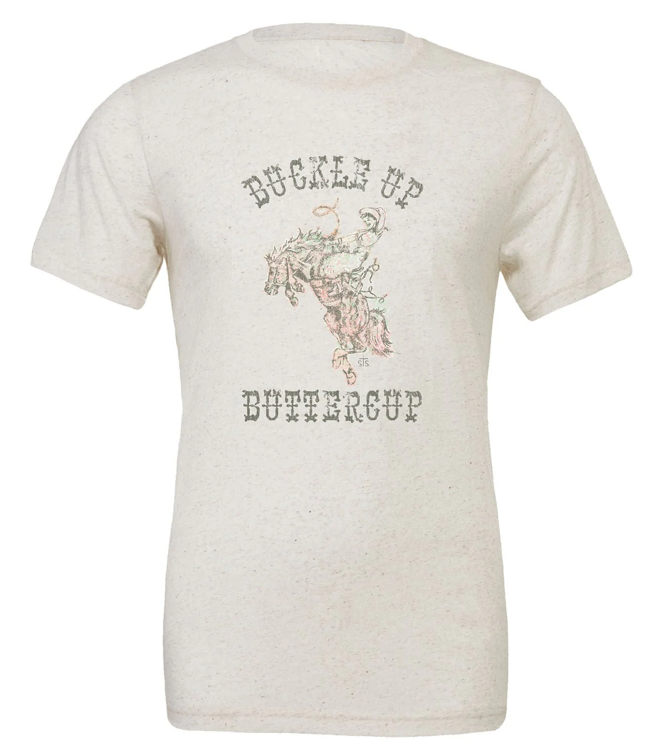STS Buckle Up Buttercup Tee, Heather White - Image 6