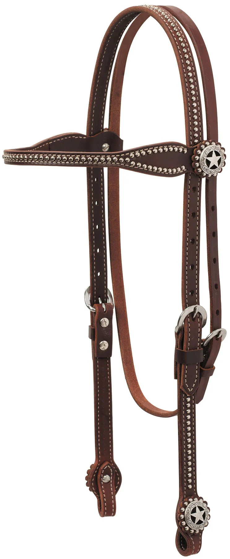 Weaver Texas Star Oiled Canyon Rose Harness Leather Browband Headstall, Full - Image 2