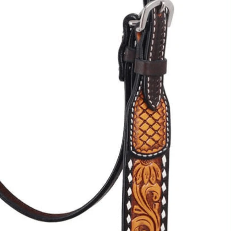 Rafter T Tooled Sunflower with Buckstitch Browband Headstall - Image 4