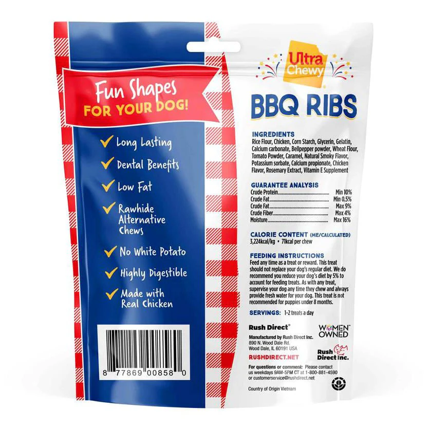 Ultra Chewy BBQ Ribs Dog Treats, 6 ct - Image 2