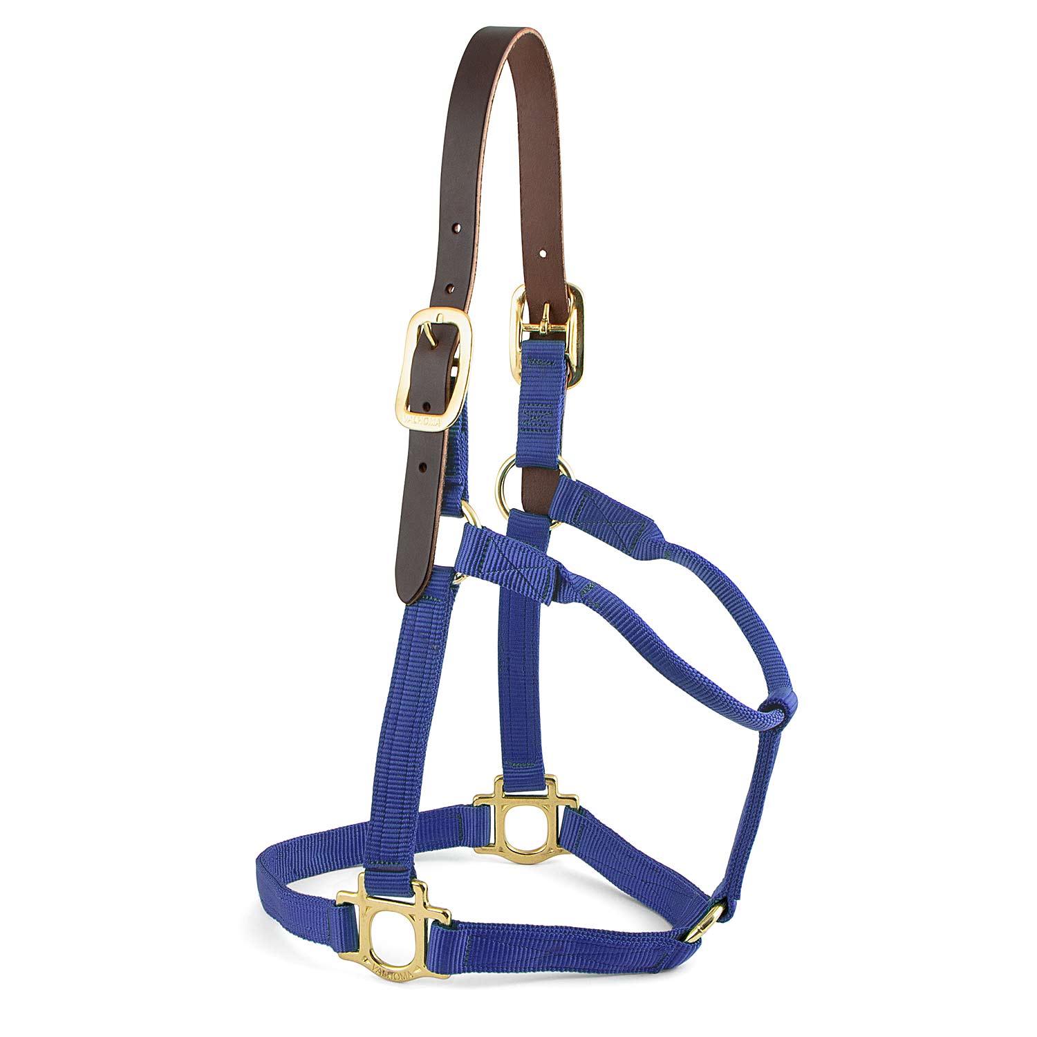 Valhoma Premium Breakaway Nylon Horse Halter with Leather Crown & Brass Hardware - Image 6