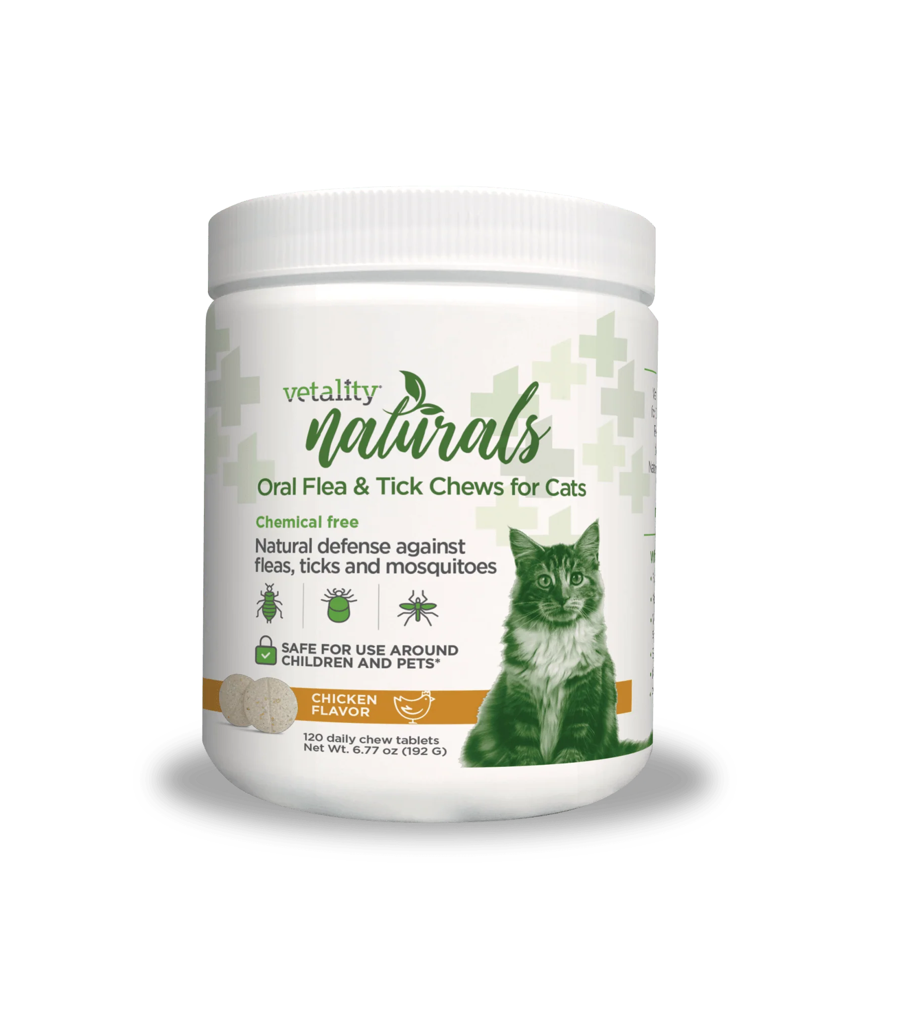 Vetality Naturals Oral Flea & Tick Chews for Cats, 120 ct