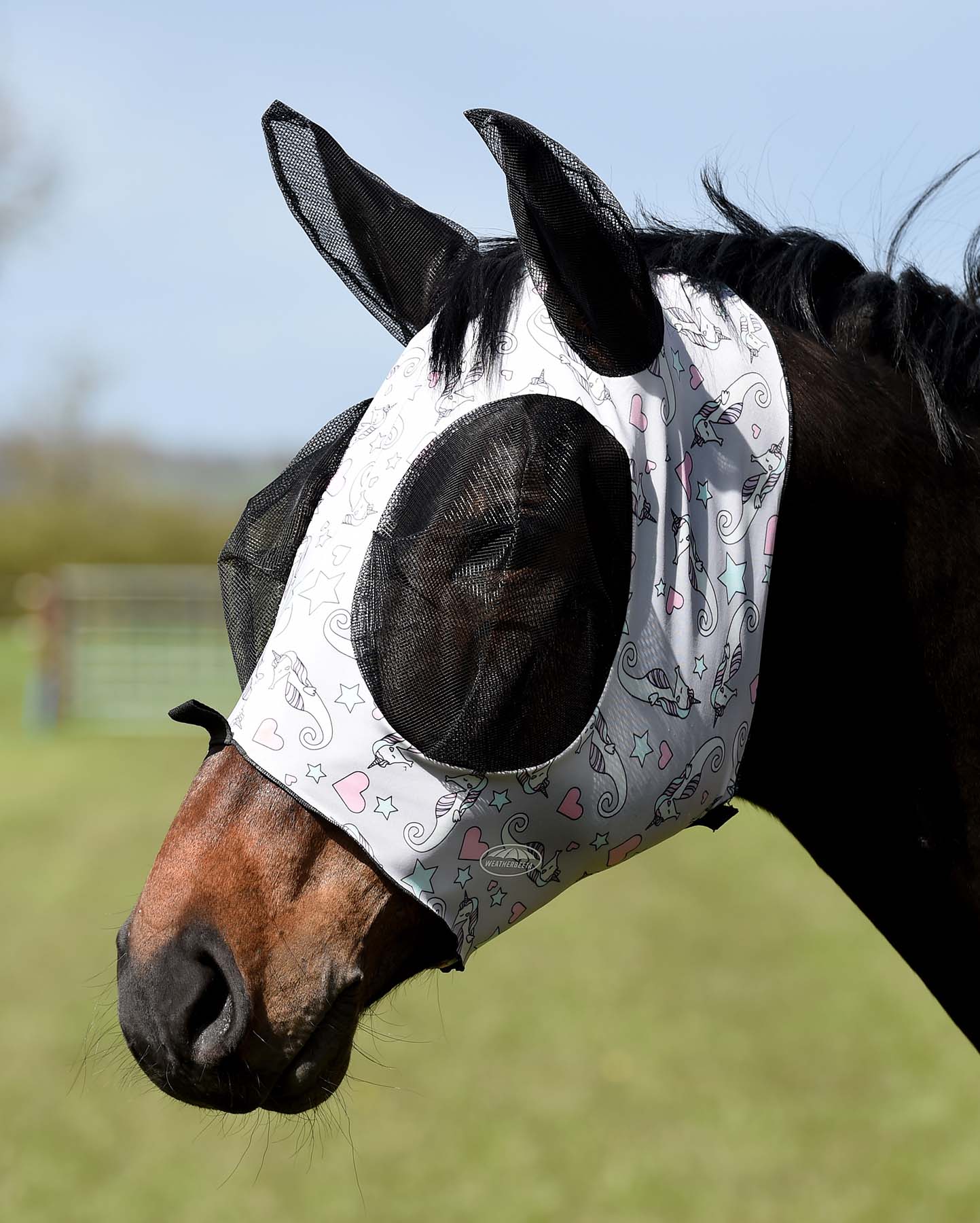 Weatherbeeta Deluxe Stretch Bug Eye Saver Horse Fly Mask with Ears - Image 2